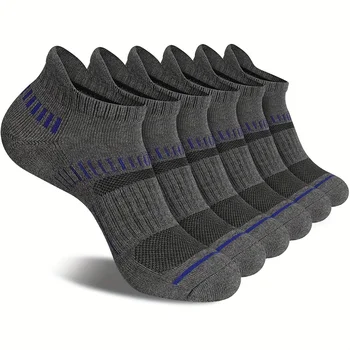 6 Пар мужских спортивных носков до щиколотки с эластичной подкладкой, дышащий носок с глубоким вырезом и супинатором, спортивные носки для спортзала