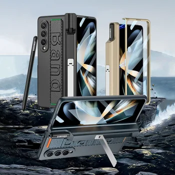 Оригинальный Чехол GKK Для Samsung Galaxy Z Fold 4 5G Case Магнитный Шарнир Держатель Ручки Браслет Стеклянная Крышка Экрана Для Galaxy Z Fold4