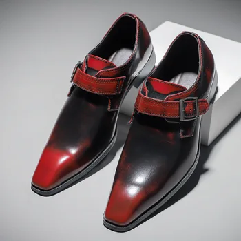 Новые модные мужские модельные туфли в британском стиле, большие размеры 48, кожаные туфли с острым носком для мужчин, красные официальные туфли, мужские zapatos hombre vestir