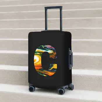 Чехол для чемодана с нарисованным алфавитом C, мода на рейс 2023, 26 букв, практичный кейс для багажа, защита бизнеса.