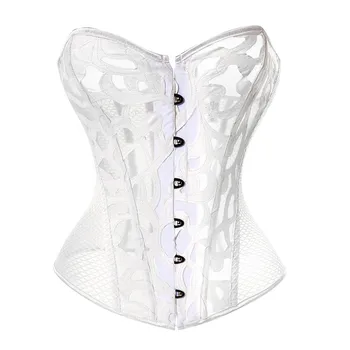 Белое сексуальное свадебное белье для новобрачных, корсет, Открытое кружевное бюстье с цветочным рисунком, корсетные корсеты и бюстье