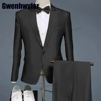 Гвенвифар 2023 Новое поступление, Утренний костюм, Свадебные костюмы для мужчин, 2 предмета, Высококачественные Мужские костюмы, сшитые на заказ, Удобные Комплекты белых блейзеров