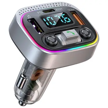 Bluetooth-Совместимый FM-передатчик Bluetooth Для Автомобильного Адаптера Fast Type C Dual USB Автомобильное Зарядное Устройство AUX Радиоприемник Громкой Связи