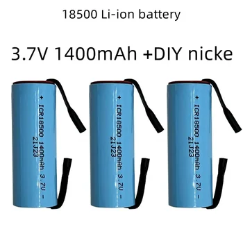 Batterie Li-Ion Rechargeable 18500, 3.7V 1400mAh, légère et de grande capacité, + feuille de Nickel à faire soi-même