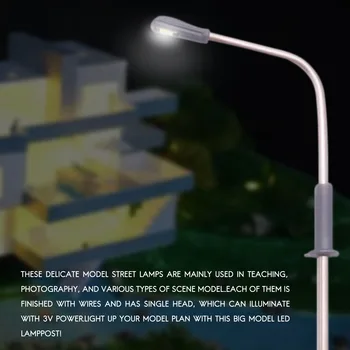 10 шт. Модель светодиодного уличного фонаря с подсветкой с одной головкой Макет поезда Пейзаж 1: 100