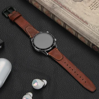 ремешок из воловьей кожи 20мм 22мм для Samsung Galaxy Watch 46мм для Huawei Watch GT Женские ремешки для часов Мужской ремешок быстросъемный