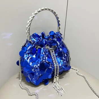 Кошельки и сумочки роскошный Дизайнерский Клатч, сумочка-ведро, сумки через плечо, банкетная сумка-мессенджер, вечерняя модная сумка с блестками