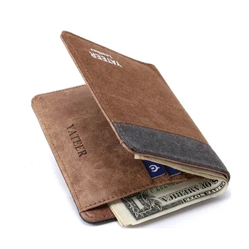 2023 Новые мужские кошельки-портмоне с держателем чековой книжки, маленькие холщовые кошельки, новый дизайн, долларовый тонкий кошелек, зажим для денег, кошелек