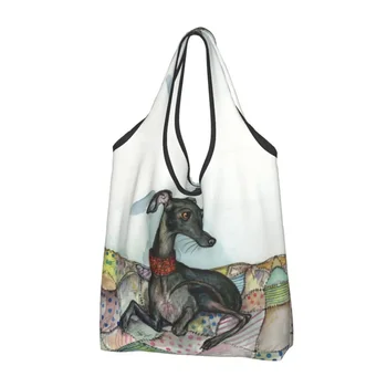 Сумка для покупок для собак Greyhound Whippet с модным принтом, портативная сумка для покупок через плечо