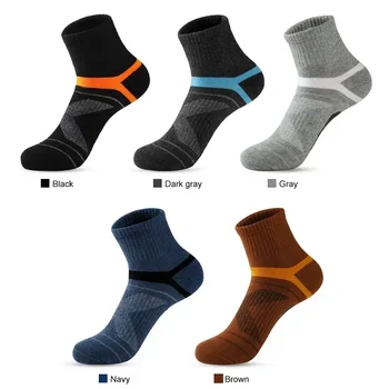 Качественные Мужские дышащие спортивные носки Run Sock, Зимние, черные, 5 мужских хлопковых повседневных высоких носков Sokken, Размер 38-44, лот