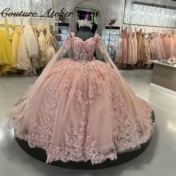 Пышные Розовые Платья 2023 Princess Sweet Для Девочек 15 Лет, Праздничные Платья На День Рождения С Аппликациями, Vestidos De Quinceanera