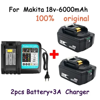 аккумуляторная батарея 18650, резервная батарея Makita, 18v6000mah с зарядным устройством 3A, bl1840 bl1850 bl1830 bl1860b lxt400