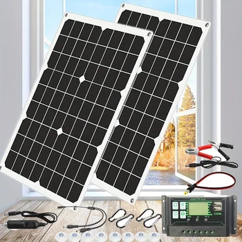 Полный комплект солнечных панелей 12 В с монокристаллическим питанием USB мощностью 20 Вт, портативный уличный перезаряжаемый генератор солнечных батарей для дома