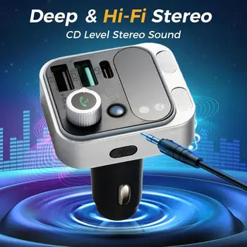 Bluetooth 5.0 FM-передатчик Для CarStronger С двумя микрофонами и HiFi Глубоким басовым звуком PD и QC3.0 Bluetooth Автомобильный адаптер Для громкой связи