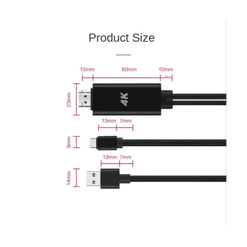 Кабель-адаптер 2 в 1 USB C 3.1 Type-C-HDMI, Совместимый с 4K 30 Гц, с Питанием от USB для Телефона, Подключенного к телевизору-проектору