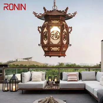 Подвесные светильники RONIN Chinese Lantern, уличная водонепроницаемая светодиодная коричневая ретро-люстра для домашнего декора коридора отеля, электричество
