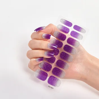 16 Типсов Наклеек для ногтей Оптом Градиентные блестящие наклейки для ногтей Простые водонепроницаемые наклейки для ногтей полноцветные однотонные наклейки