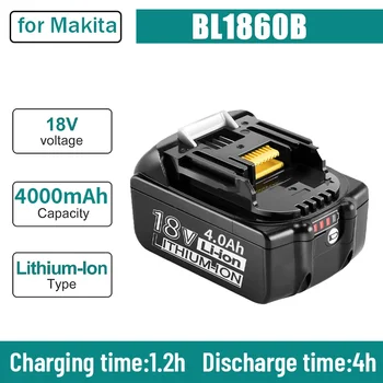 100% Оригинальные электроинструменты Makita 18V 4000mAh с литий-ионной аккумуляторной батареей LXT BL18650B
