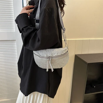 Улучшенная текстура, небольшая упаковка, женская летняя сумка 2023, новая мода, персонализированная сумка через плечо со стразами
