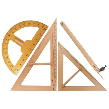 Набор для математики и геометрии из дерева, компас, Треугольная линейка, канцелярские принадлежности для учителей, чертежная доска для инженеров, черчение