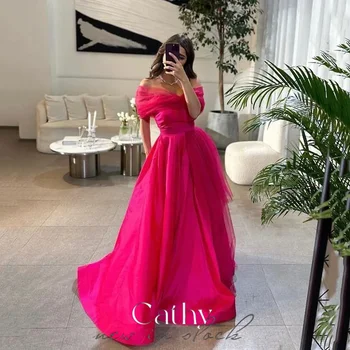 Кэти Ярко-розовое свадебное платье из органзы с вырезом в форме сердца в стиле ампир, платья на заказ без бретелек, женское платье в форме сердца