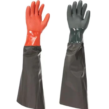 Рабочие водонепроницаемые перчатки из ПВХ с длинными рукавами, нескользящие резиновые специальные перчатки для водных видов спорта и манжеты для защиты рукавов
