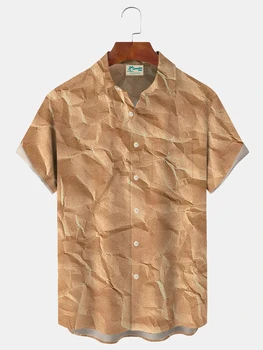 Мужская рубашка, базовая художественная бумага, текстурированный градиентный принт, мужская рубашка с карманами на пуговицах, Короткие рукава, одежда с принтом, Модные повседневные рубашки
