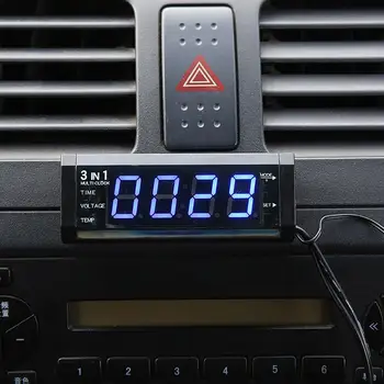 Портативные автомобильные часы со светодиодными часами Простая установка Высокоточного постоянного измерителя температуры автомобиля и напряжения
