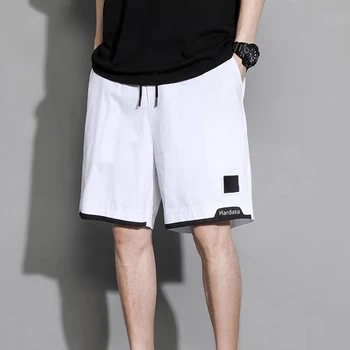Брюки Hardata ™ Летние мужские хлопчатобумажные белые свободные повседневные спортивные шорты-капри, тонкие пляжные брюки большого размера