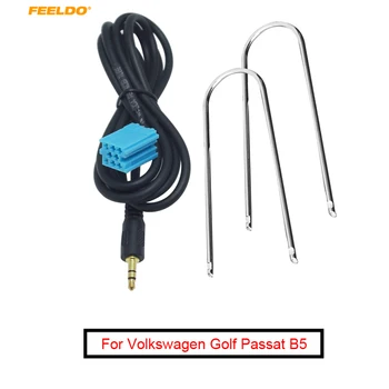FEELDO 10Set Автомобильный 3,5 мм Стереозвук Aux Входной Кабель-Адаптер С Ключевыми Инструментами Для Volkswagen Golf Passat B5 Bora Polo Blaupunkt