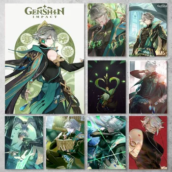 Галерея игровых плакатов Genshin Impact Alhaitham, принты, картины, настенные картины, наклейки для гостиной, маленькие