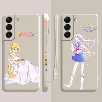 Квадратный Жидкий Чехол Для Samsung Galaxy S23 S22 S21 S20 FE Ultra S10 S9 S8 Plus S10e Note 20Ultra 10Plus Pretty Girl Sailor-Moon