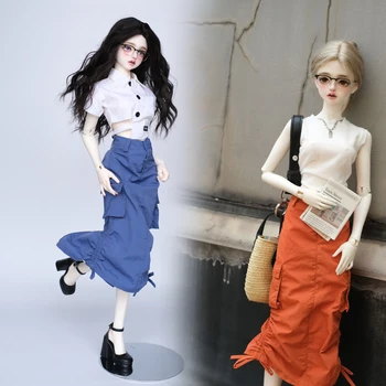 D04-B390 детская игрушка ручной работы, одежда для куклы BJD/SD, рабочая одежда для девочек 1/3 размера, юбка-полукомбинезон, повседневная длинная юбка