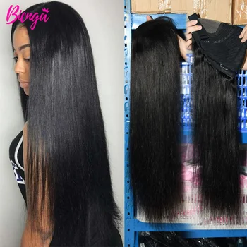 Прямой бесклеевой парик 4x4 из человеческих волос, готовый к ношению, парики из человеческих волос для женщин 24-26 дюймов из бразильских волос Remy без клея