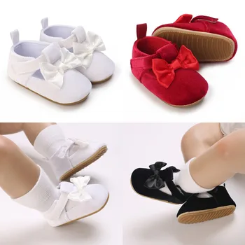Милая обувь Принцессы для маленьких девочек 0-18 месяцев, Детские Мокасины, Обувь Moccs С бантом и Бахромой, Нескользящая Обувь На Резиновой подошве, Обувь для детской кроватки