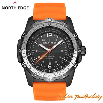NORTH EDGE EVOQUE 2 Мужские цифровые военные часы, работающие на солнечной энергии, мужские спортивные наручные часы, светящиеся часы, водонепроницаемые 50 м