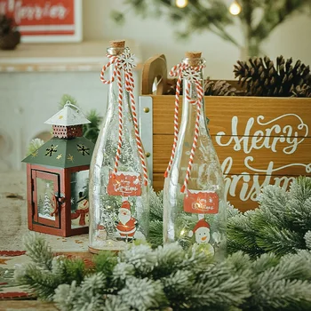 Креативная стеклянная бутылка для рождественских пожеланий в скандинавском стиле, имитирующая Снежинку для настольной витрины.