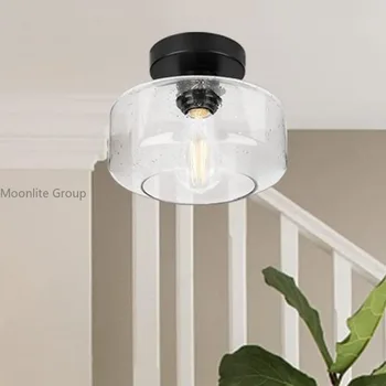 Современный стеклянный потолочный светильник, креативный простой прозрачный потолочный светильник, крыльцо, коридор, спальня, минималистичное украшение, домашний свет