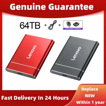 Внешний жесткий диск Lenovo 64 ТБ Портативный SSD-накопитель 16 ТБ USB 3.1 / Type-C Жесткий диск Внешний Твердотельный Накопитель Высокоскоростной Накопитель