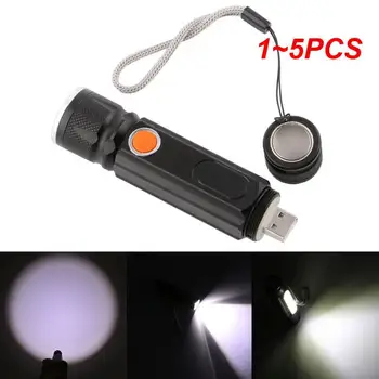 1 ~ 5ШТ USB Перезаряжаемый Многофункциональный светодиодный фонарик, встроенный аккумулятор, мощный боковой фонарь, задний магнит, рабочий фонарь