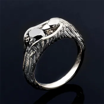Индивидуальное кольцо с пером Huitan, аксессуары для пальцев с изображением животного Черного орла, кольца для крутых девушек в стиле хип-хоп, подарок-сюрприз, прямая поставка ювелирных изделий