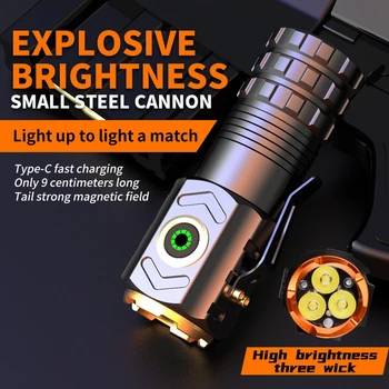 Мини-фонарик Ультра Мощный светодиодный фонарик 30000LM Суперсильный светодиодный фонарик высокой мощности Мини-Тактический фонарь