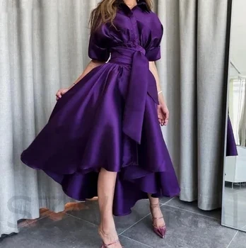 ANGELSBRIDEP/ Вечерние платья нового стиля, сексуальные женские платья для выпускного вечера, фиолетовые платья с короткими рукавами в стиле ампир, Женские вечерние платья, ГОРЯЧАЯ распродажа
