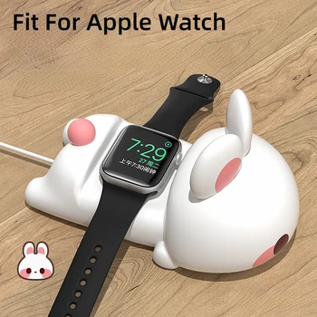 Подходит для Apple Watch 8 Подставка Для Зарядного устройства Cute Bunny Силиконовый Держатель для iWatch 7 6 5 4 3 SE S8 Ultra Charging Dock Station
