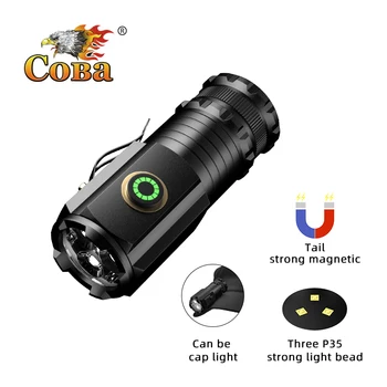 Мощный светодиодный фонарик Mini EDC 2000LM, супер яркий брелок для ключей, USB перезаряжаемый фонарь, походный фонарь с индикатором мощности