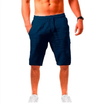 Новые летние мужские свободные дышащие пятиточечные брюки из хлопка и льна, удобные и модные мужские шорты для бега