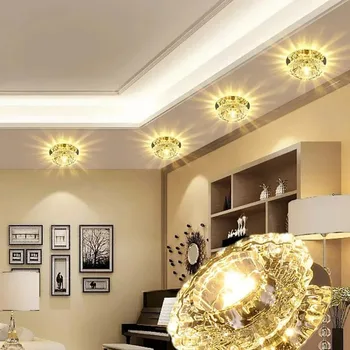 Светодиодный потолочный светильник Crystal Spotlight, встроенный светильник для гостиной, потолочный светильник для прохода, светильник для коридора