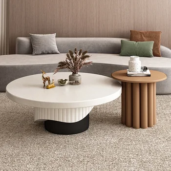 Деревянный журнальный столик в скандинавском стиле минималистичного дизайна для гостиной, роскошный Круглый Компактный мебельный гарнитур для гостиной