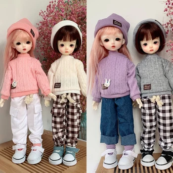 Новый модный свитер, одежда для куклы BJD, наряд для 1/6 30-сантиметровых кукол BJD, 12-дюймовая кукольная одежда для девочек и мальчиков со штанами, шляпой, носками