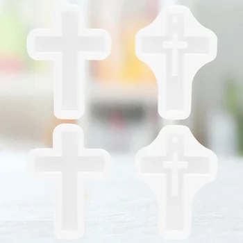 4шт Силиконовые формы для литья в форме креста, эпоксидная форма, форма из смолы для изготовления подарков своими руками (белая)